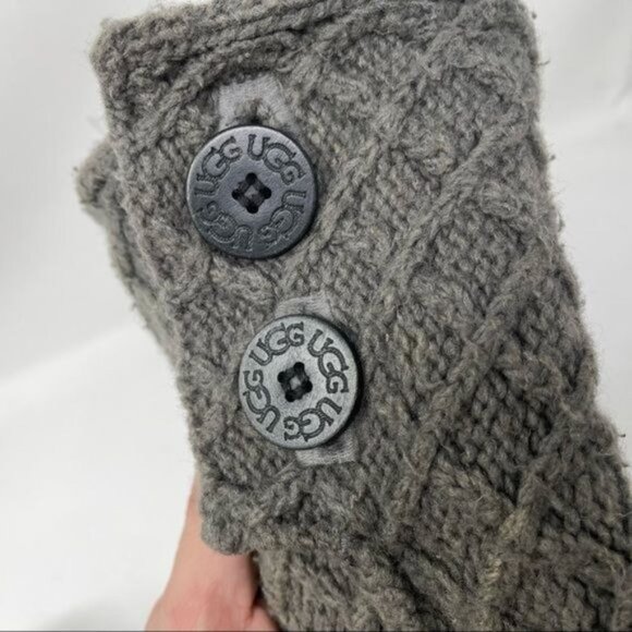 UGG Australia 1000210 Lattice Cardy GRAY Knit 2-Button Boots SIZE 3 - Picture 15 of 16